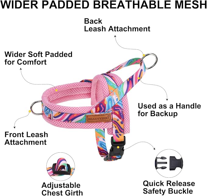 BEAUTYZOO Dog Harness for Small Dogs,No Pull Dog Harness and Leash Set,Soft Breathable Escape Proof Puppy Vest Harnessss with Handle,Lightweight Quick Fit Harness for Girl Boy Dogs Training Walking,S - Image 6