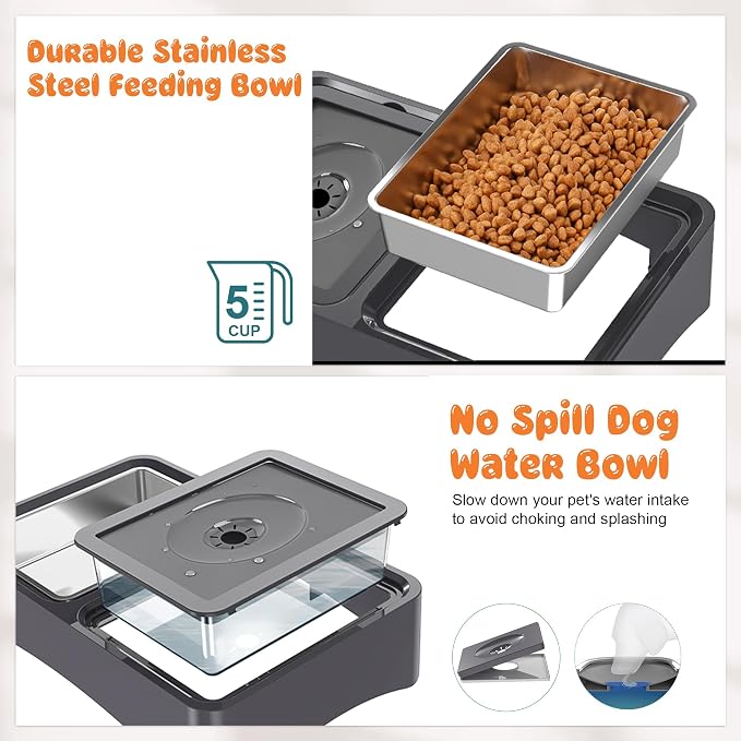 Decflow 2-in-1 Elevated Dog Bowls with 4 Height Adjustable Raised Stand | 304 Stainless Steel Dog Food Bowl, No Spill Water Bowl, DIY Stickers, Anti-Slip Pet Feeder Set for Small, Medium & Large Dogs - Image 5