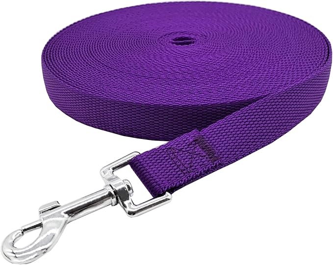 Nylon Training Dog Leash for Small Medium Large Dogs, 15ft 20ft 30ft 50ft Long Leash Dog/Puppy Lead for Obedience Recall Training, Camping (1" x 50ft, Purple) - Image 2