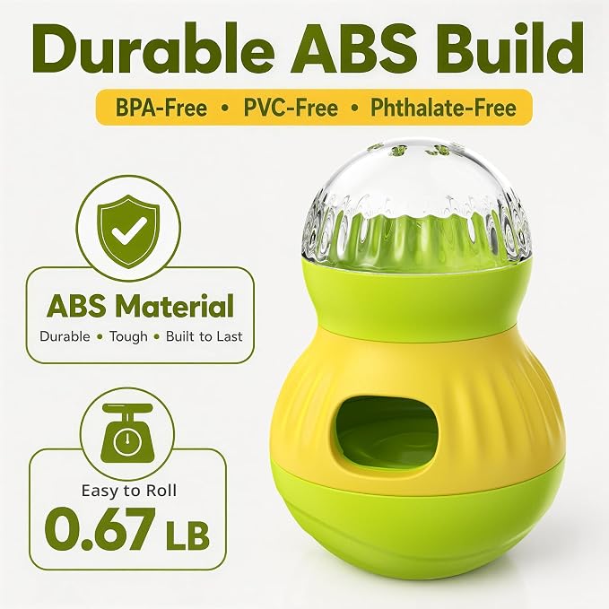 HCY&WLD Dog Interactive Puzzle Toy Adjustable Treat Dispensing Ball (Green) | Sturdy Material, Self-Righting Wobble Base, Indoor Enrichment, Slow Feeder, Smarter Play, Mental Stimulation, Boredom Buster - Image 5