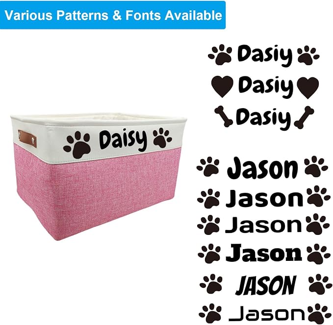 Personalized Dog Toy Basket Dog Toy Box with Pet`s Name for Dog Chew Toys,Clothing,Stuff - Image 5