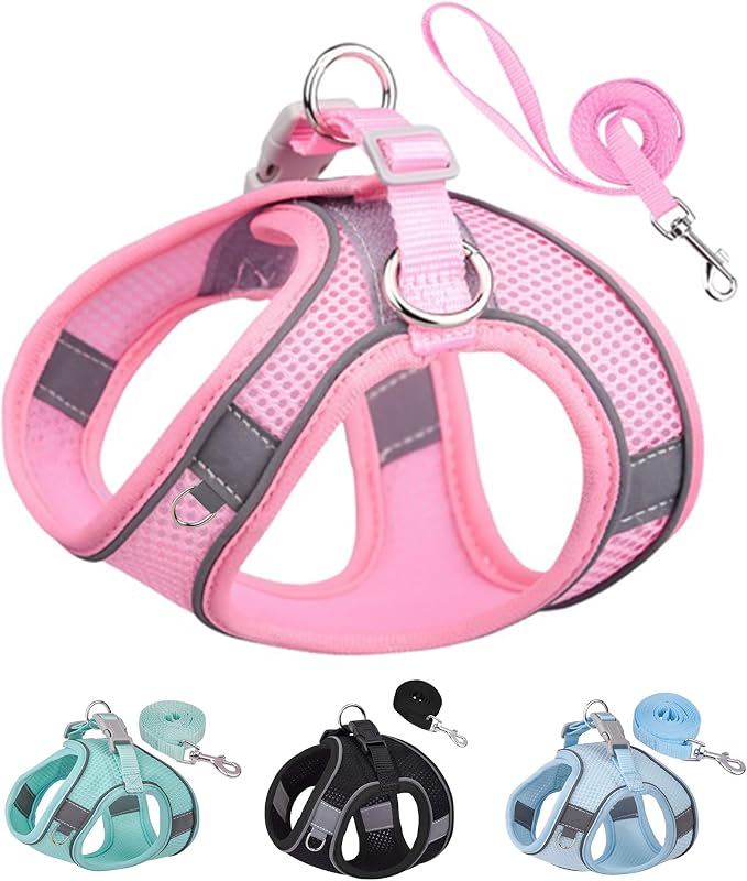 Solmoony No Pull Dog Harness - Step in Mesh Harness for Small & Medium Dogs, Pink (M) by SOLMOONY