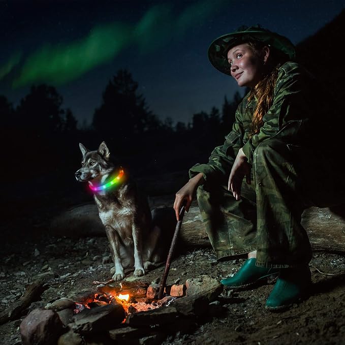 LED Dog Collar, Rechargeable RGB Color Changing Light Up Dog Collars, Waterproof Dog Lights Make Pet Visible and Safety for Night Walking，Outdoor, Camping, for Small Medium Large Dogs - Image 4