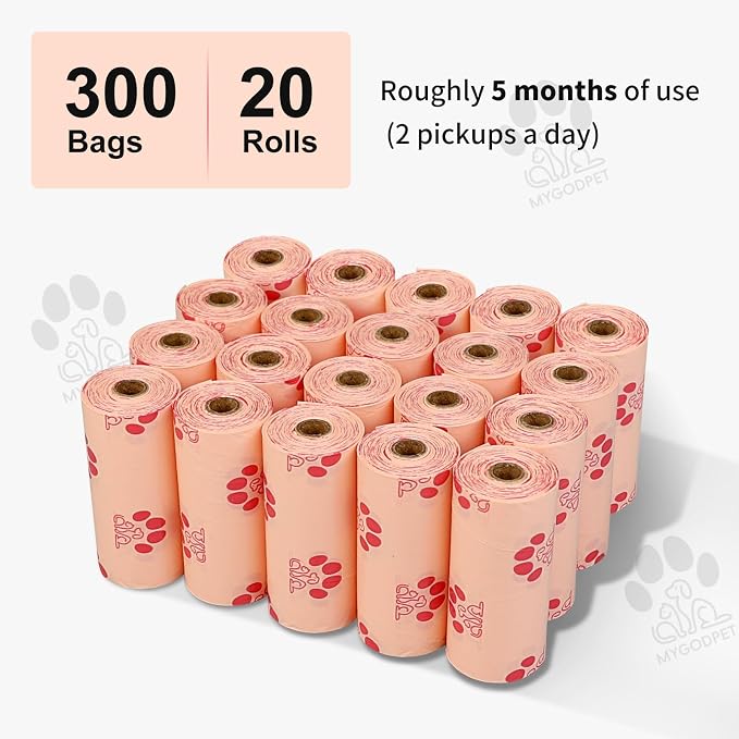 Dog Poop Bags Rolls 300 Count Biodegradable Poop Bags Refills for Dog and Cat Cherry Blossom Scented Waste Bag Leak Proof Doggie Poop Bag Doggy Trash Bag Pink - Image 7