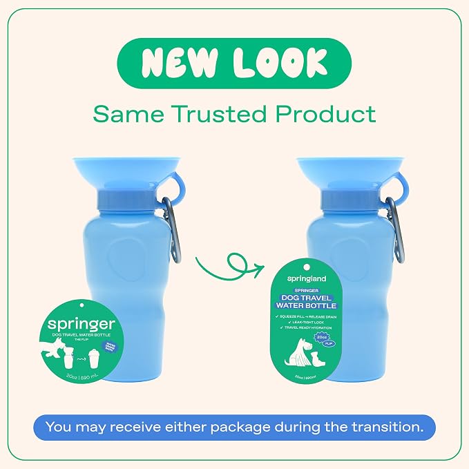 Springer Dog Water Bottle | Portable Travel Drinking Feeder Dispenser for Dogs & Puppies | As Seen on Shark Tank | Leak-Proof Bowl | BPA-Free | Outdoor Walking, Hiking & Travel | 22oz Blue - Image 10