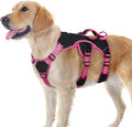 rabbitgoo Escape Proof Dog Harness for Large, No Pull with Lift Handle | No Escape, Full Soft Padded, Reflective Adjustable Vest, Leash Clip for Walking Hiking Training, Rose & Black, Large by rabbitgoo