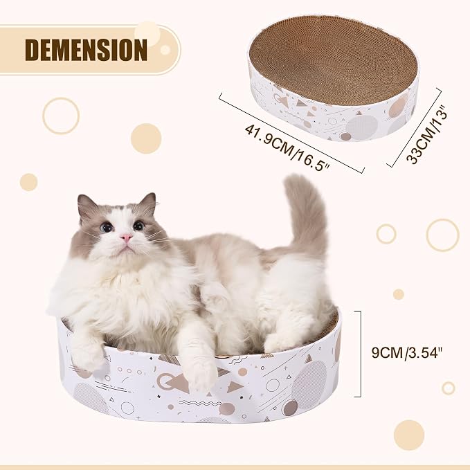 SMARTBEAN Oval Sturdy Cat Scratching Cardboard Pad Breathable Cat Scratch Pad, Cat Scratching Cardboard for Indoor Cats, Furniture Protecter - Image 3