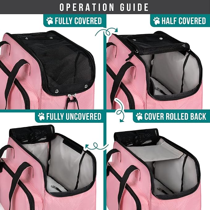 PetAmi Small Dog Purse Carrier, Soft-Sided Pet Carrier Bag with Pockets, Portable Puppy Cat Travel Handbag Tote, Airline Approved Breathable Mesh, Poop Bag Dispenser, Max 18 lbs, Pink - Image 5