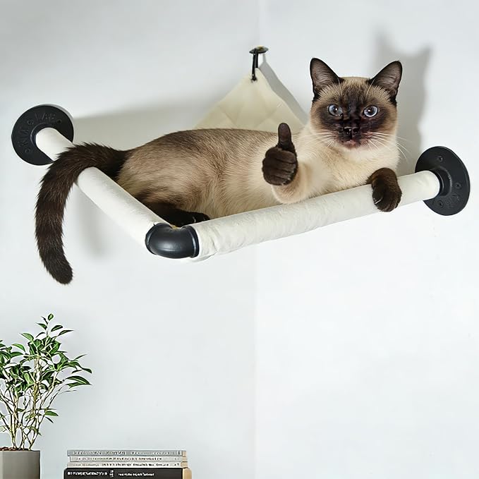 Wall Corner Cat Hammock Wall Mounted, 14.96 x 14.96 in | Wall Furniture Designed Specifically for Corners, Wall Mounted Shelves Cat Beds for Sleeping, Playing, Climbing & Resting by XIFOWE