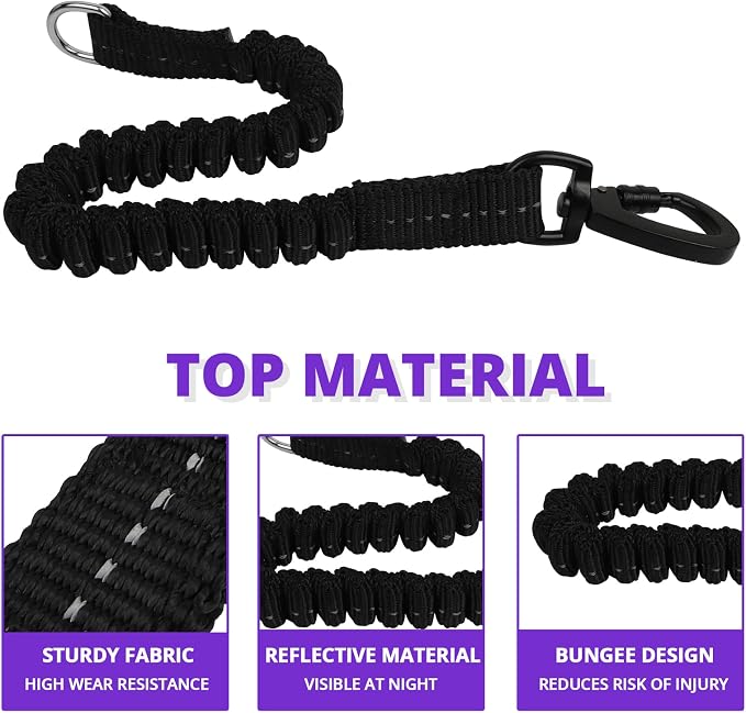 Long Dog Leash 10 FT: Heavy Duty Rope Leashes for Dogs Training with Swivel Lockable Hook Reflective Threads Bungee and Padded Handle - Dog Lead for Large Small Medium Dogs Outside Walking Hiking - Image 2