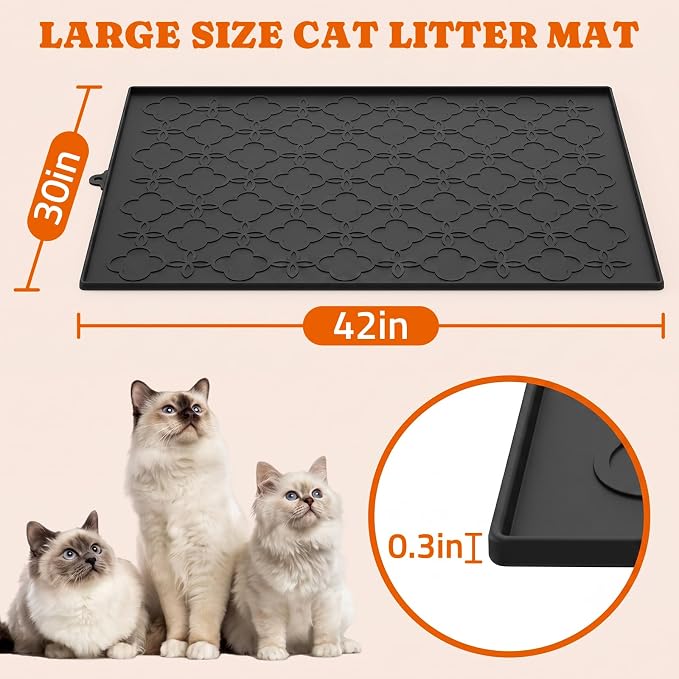 Pawtners Cat Litter Mat Extra Large 42" X 30", Easy to Clean, 2 Pack | Non-Slip Kitty Litter Mat for Floor, Waterproof & Urine-Proof Cat Litter Mat Litter Trapping Mat, Soft on Kitty Paws - Image 4