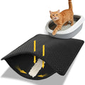 Conlun Cat Litter Trapping Mat for Small Spaces, 23.6"x14.6" Space-Saving Litter Box Floor Mat, Hexagon Grids & Anti-Leak Base, Machine Washable, Non-Slip Kitty Matt for Apartment, Black by Conlun