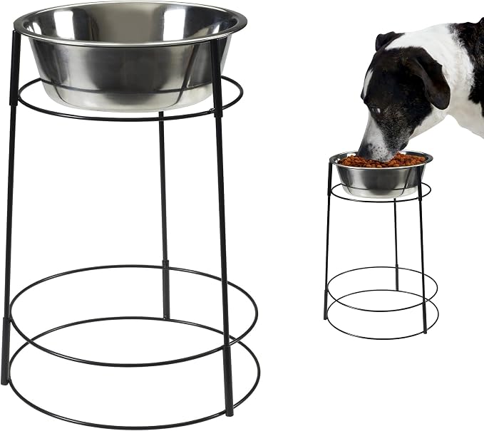 SPOT Hi Rise Single Diner Elevated Dog Feeder, 2qt Stainless Steel Bowl, Durable Wire Stand, Hygienic, Easy to Clean, Promotes Proper Posture for Tall Pets, Ideal for Medium and Large Breeds, 14.25in by SPOT