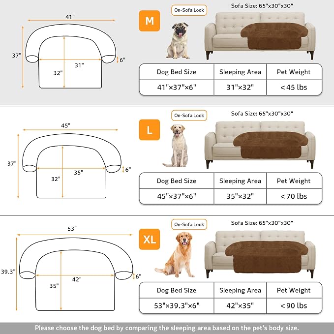 GGIB Calming Dog Bed Fluffy Plush Dog Mat for Furniture Protector with Removable Washable Cover for Large Medium Small Dogs and Cats (Medium, Brown) - Image 5