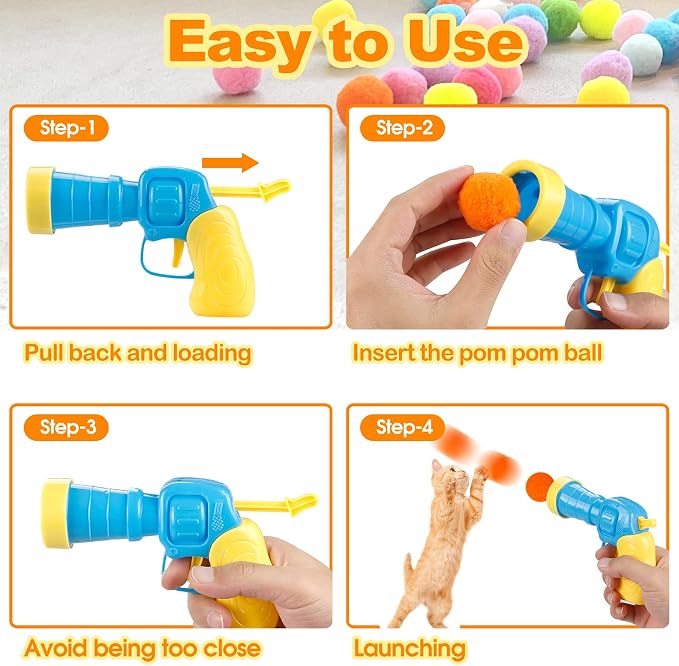 MeoHui 31Pcs Cat Ball Toy Launcher Gun,Cat Balls Fetch Toy,30Pcs Plush Fuzzy Balls Launcher Cat Toy for Cats with 1 Gun,Funny Interactive Cat Toys for Bored Indoor Adult Cats,Cute Kitten Kitty Toys - Image 6