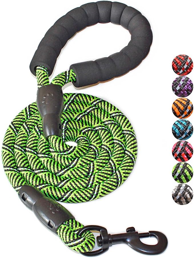 2/4/5/6 FT Dog Leash with Comfortable Padded Handle and Highly Reflective Threads for Small Medium and Large Dogs (5FT-1/2'', Black Green) by BAAPET