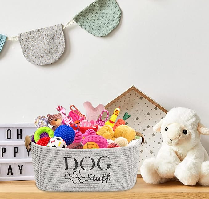 Morezi Durable Cotton Rope Dog Toy Storage, Large Dog Bin, Pet Bed, Puppy Toy Box - Perfect for Organizing Pet Toys, Blankets, Leashes, Clothing and Any Doggie Stuff - Gray - Image 6
