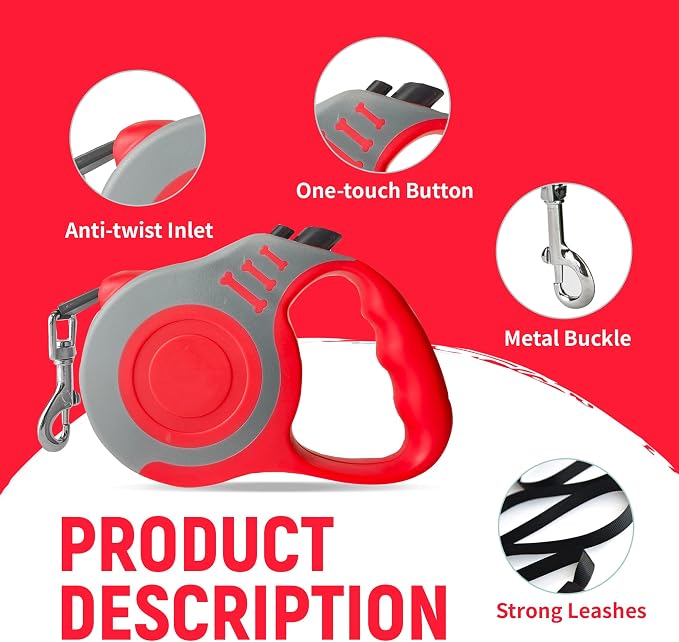 Retractable Dog Leash Automatic Telescopic Tractor Dog Tape | Pet Tape 10/16 FT Durable and Convenient, with Non-Slip Handle, Suitable for Small and Medium-Sized Dogs - Image 5