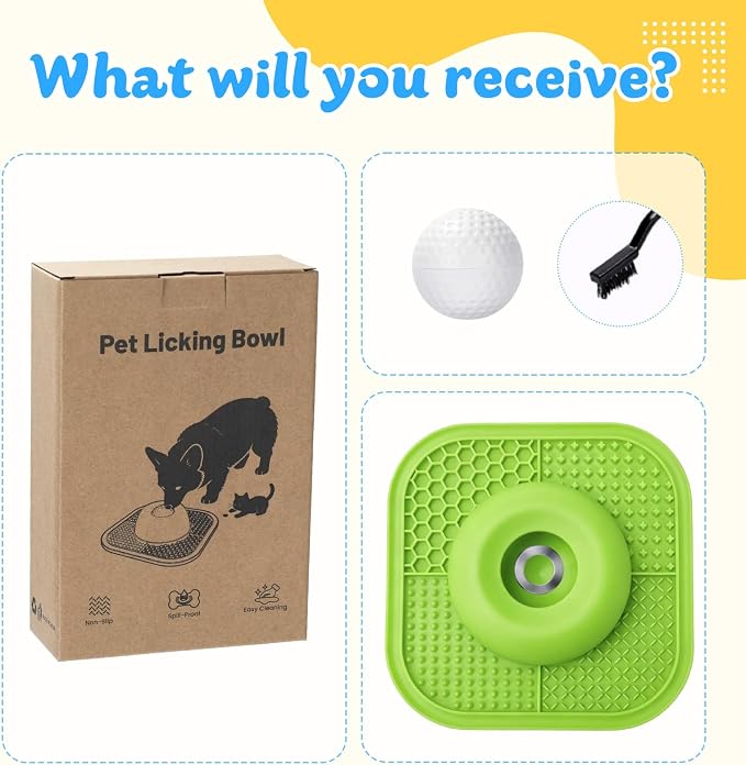 Slow Feeder Dog Bowls & Lick Mat for Liquid and Thick Treat, Anti-Slip Dog Lick Bowl with Interactive Rolling Ball, 5/6 Cup Pup Licking Toy for Large Medium Small Dogs and Cats-Large Green - Image 8