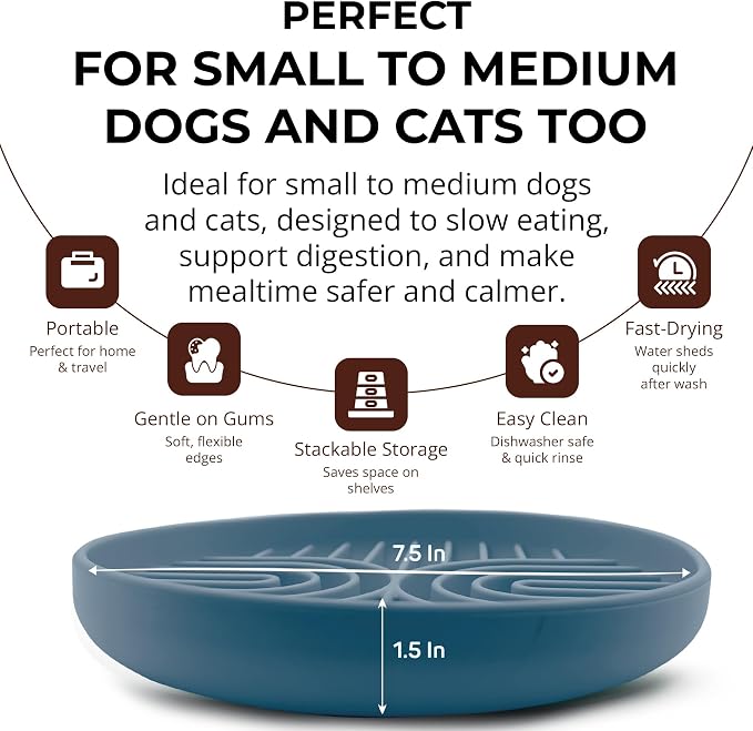 Slow Feeder Dog Bowls, Dishwasher Safe, Non-Slip Base, BPA-Free Slow Eating Dog Bowl (Stone Gray, 1-Pack) - Image 3