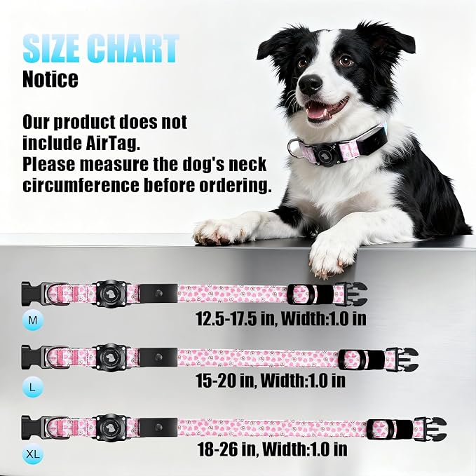 LED AirTag Dog Collar - Brightest Light Up Dog Collars, Heart M | IP68 Waterproof Air Tag Dog Collar Holder, 1,600 Feet of High Visibility, Magnetic Charging, Dog Lights for Night Walking - Image 7