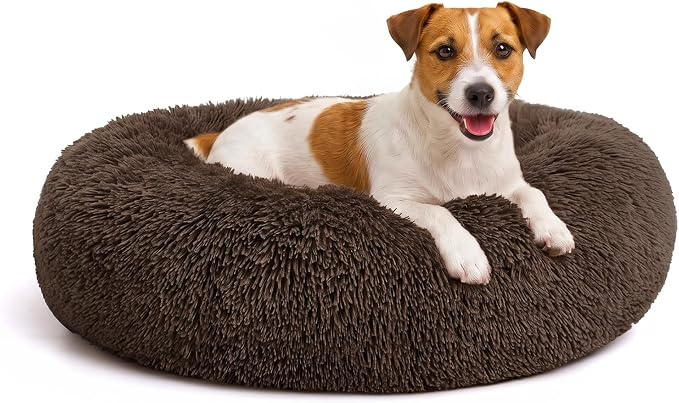MIXJOY Orthopedic Dog Bed Comfortable Donut Cuddler Round Pet Beds Ultra Soft Washable Dog and Cat Cushion (20''/23''/27''/30'') (27'', Coffee) by MIXJOY