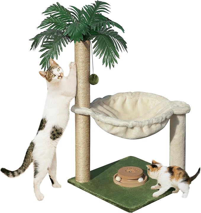 Fantasreen Cat Tree 28'' with Hammock & Interactive Toy for Indoor Cats by Fantasreen