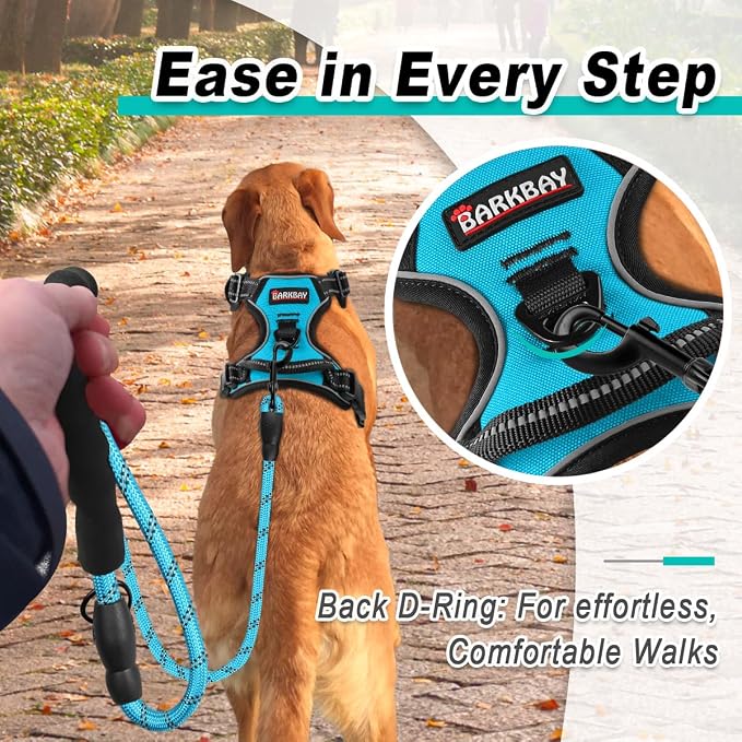 BARKBAY Dog Harness No-Pull Pet Harness Adjustable Outdoor Pet Vest 3M Reflective Oxford Material Vest for Dogs Easy Control for Small Medium Large blue Dogs (M) | Control Handle,Comfort,Heavy Duty,Adjustable Reflective,Perfect for Outdoor Training, Wa... - Image 3