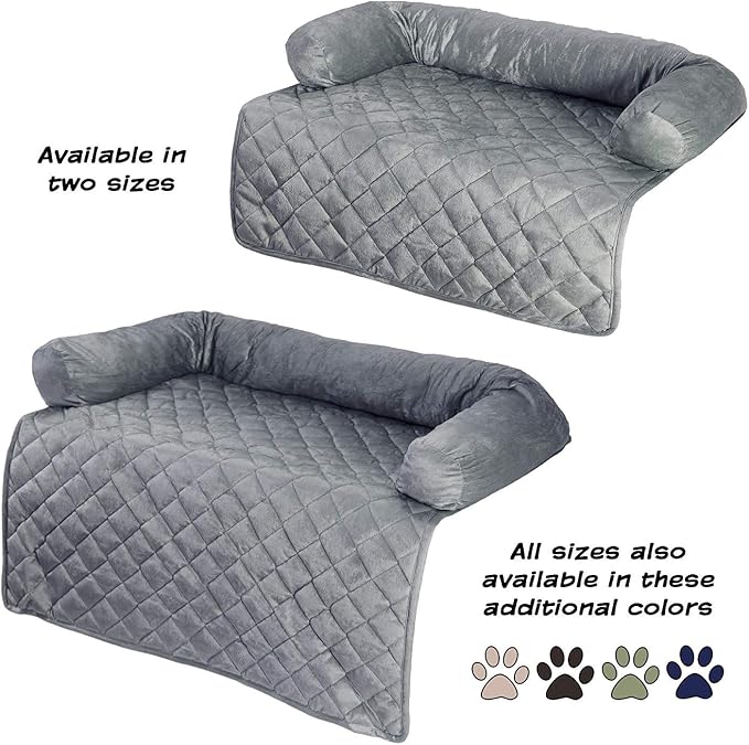 Couch Cover for Dogs - 35x35 Pet Furniture Protector with Memory Foam Neck Bolster, Quilted Fabric, and Water-Resistant Base Layer by PETMAKER (Gray) - Image 7