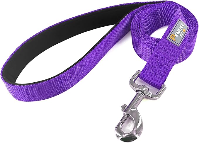 6 FT Reflective Dog Leash for Medium Dogs,Purple | Padded Handle,Metal D-Ring,Heavy Duty Nylon Webbing, for Walking & Training - Image 3