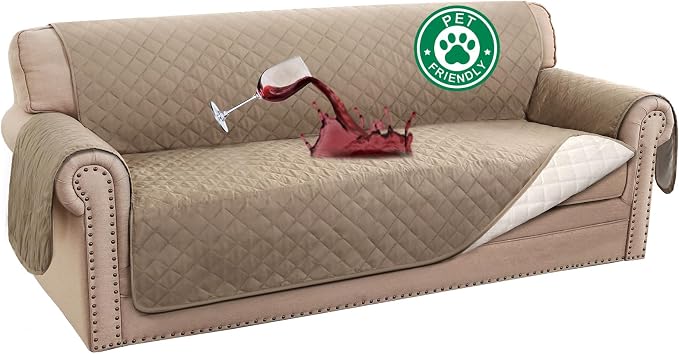 Turquoize 100% Waterproof Sofa Covers Couch Cover Sofa Cover for Dogs Couch Protector Triple Non-Slip Sofa Slipcover for 3 Cushion Couch Furniture Protector for Pets, Kids,Dog (XL Sofa 78", Khaki) by Turquoize