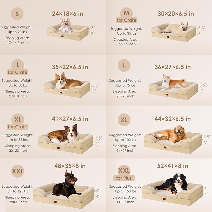 EHEYCIGA Orthopedic Small Dog Bed, Waterproof Memory Foam Washable Pet Beds | Non-Slip Bottom and Egg-Crate Foam Medium Dog Couch Bed with Washable Removable Cover, Graige - Image 2
