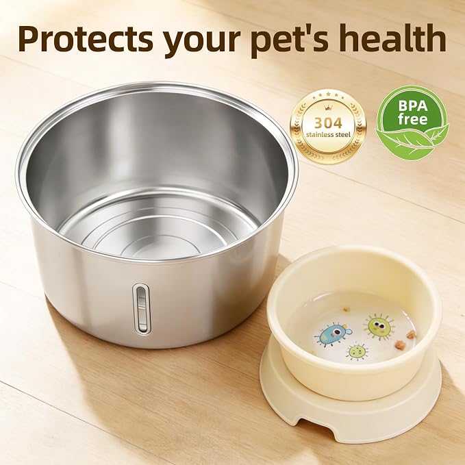 Wireless Cat Water Fountain,3.2L Stainless Steel Battery Operated | 1 Pack Filters | Cordless & Rechargeable | Motion Sensor | BPA-Free | DishwasherSafe | 20dB Ultra-Quiet | 108oz capacity - Image 6