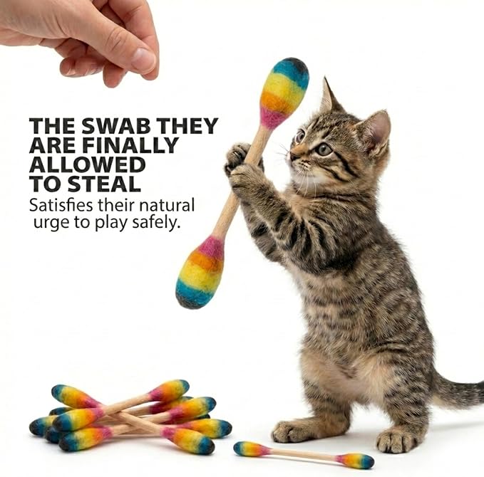 Glaciart One Swabs Cat Toys with Catnip - 6 Pk | Durable for Chew, Cute Cat Toys Interactive Kitty for Boredom, Exercise, & Play | Filled w/Organic Catnip for Anxiety & as Digestive Aid | Gift Idea - Image 3