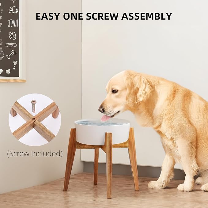 Elevated Dog Bowl Stand for Large Dogs, Wooden Raised Stand Fits 11" Bowls | Premium acacia wood stand fits 11" dog bowls for large & extra large dogs. Bowl not included - Image 4
