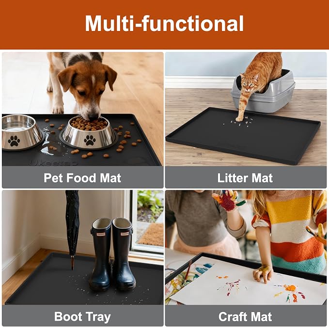 34" x 22" Extra Thick Silicone Mat Waterproof with Raised Edge, Black | Under Sink Mat for Kitchen & Bathroom, Kitchen Cabinet Liner, Multi-Purpose for Storage & Protection - Image 8