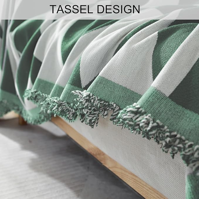 Couch Cover for Sofa, Boho Sofa Cover Washable Couch Cover for Dogs, Pet Sofa Cover for 1-Cushion Couches with Tassel Furniture Protector Cover,71" x 91",Pea Green-Diamond - Image 5