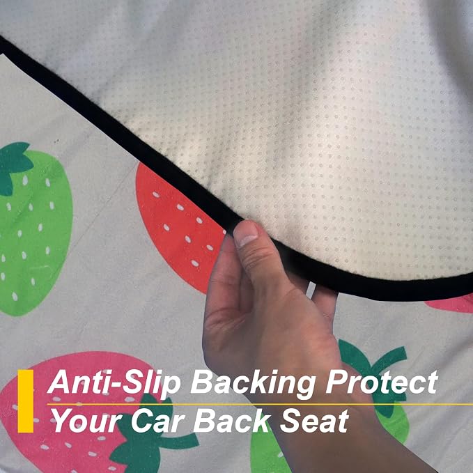 Back Seat Cover for Car Trucks Van SUV Jeep,Waterproof Rear Bench Towel Seat Covers for Dogs and Kids,Automotive Backseat Protector (Strawberry) - Image 5