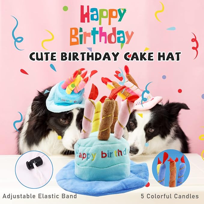 lilfrd 9Pcs Blue Dog Birthday Toy Set, Squeaky Hat Bandana Gift for Dogs | Birthday Gift Pack, Soft Plush, Small Medium Puppy Friendly - Image 4