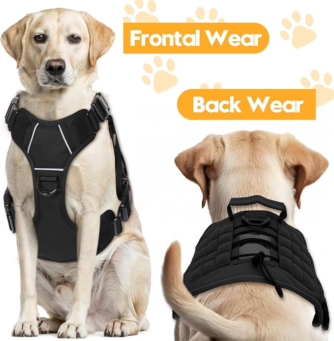 Heavy-Duty Tactical Dog Harness for Large Dogs, No Pull Adjustable Reflective Pet Vest with Molle System, K9 Military-Grade Control for Service Training, Outdoor & 10+ Breeds, Black, X-Large - Image 7