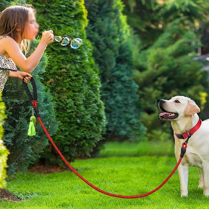 Dynmeow Reflective Dog Collar and Leash Set for Medium Dogs, Red | Soft Neoprene Padded, 6FT Climbing Rope, Ideal for Daily Outdoor Walking or Indoor Wearing, Night Visible for Safety - Image 6