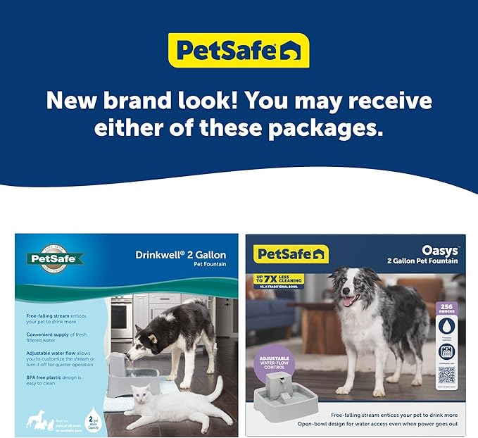 PetSafe Oasys Pet Fountain, 2 Gallon (256 oz), Cats, Dogs & Multi-Pet Homes | Adjustable Water Flow, Whisker-Friendly Tray, Dishwasher-Safe, Replaceable Carbon & Foam Filters Included - Image 6