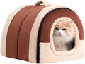 Hollypet Cat Bed Cave for Indoor Cats for Pets up to 20 lbs, Brown | Warm Cat Arched Cave Bed Condo, Covered Kitty House with Removable Washable Cushion, Cozy Enclosed Pet Bed for Small Dogs by Hollypet