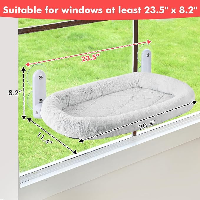 Zoratoo 2PC Cat Window Perch, Foldable & Cordless Cat Hammock with Bolster | 2-in-1 Reversible Cover, Removable for Machine Wash, Stable Window Resting Seat with Large Suction Cups for Indoor Cats - Image 6