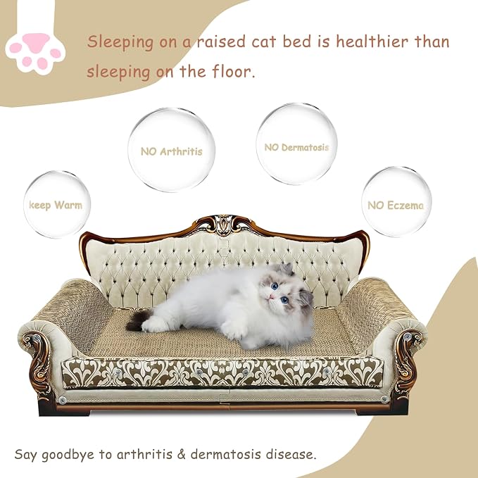 Luxury Cardboard Cat Scratcher Sofa Bed, Couch Shaped Scratching Board, Scratch Lounge with Catnip, Scratcher for Indoor Cats Large Grey - Image 6
