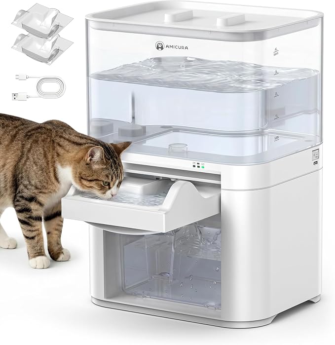 Cat Water Fountain, Wastewater Separation & No Filter Cotton, Pet Water Dispenser with 4000mAh 4L Large Capacity Tank, Wireless Automatic Water Fountains for Cats Indoor Cat Watering Supplies by Unknown