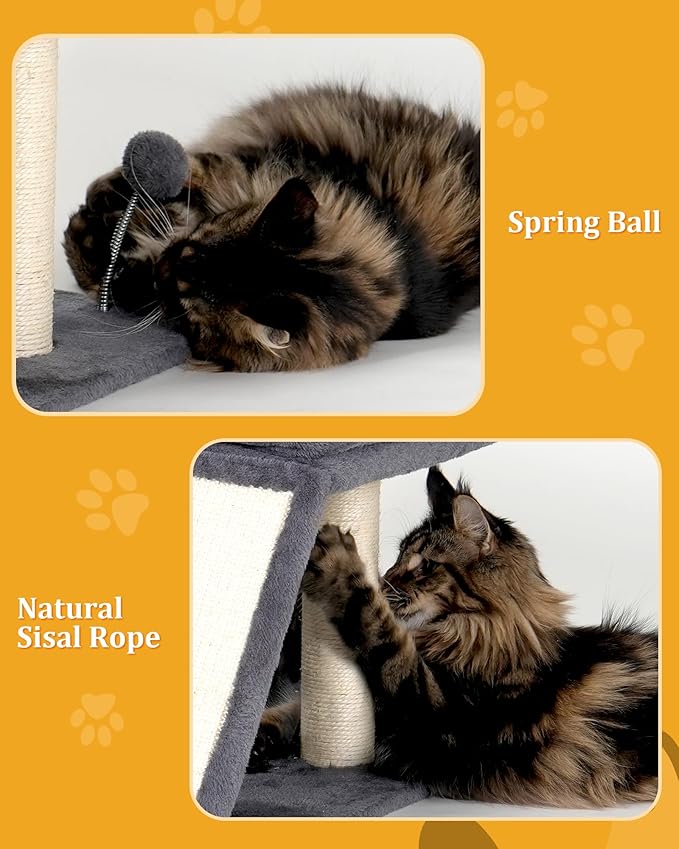 Aechonow Cat Tree for Large Cats, 20x16.5 Perch Bed for Adult Senior Cats | 14" Cat Tree Tower with Scratching Post, Removable Washable Mat, Dark Gray - Image 5