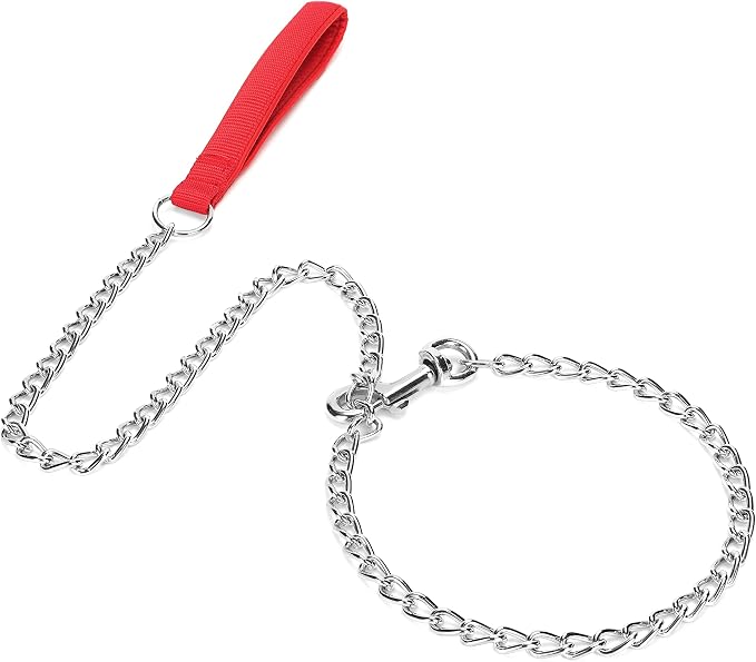SGODA Metal Chain Heavy Duty Dog Leash, 4 ft. x 4.0 mm Red - Image 2
