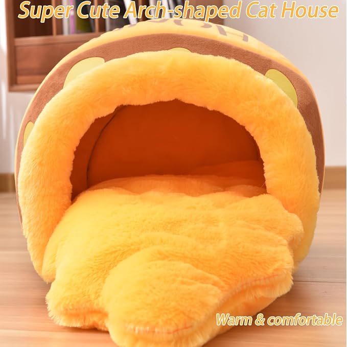 Honey Pot Cat Cave Bed, Soft and Thick Rebound Sponge Pet Nest with Removable & Washable Cushion, Cute Cartoon Design for Small Cats and Breeds - Image 3