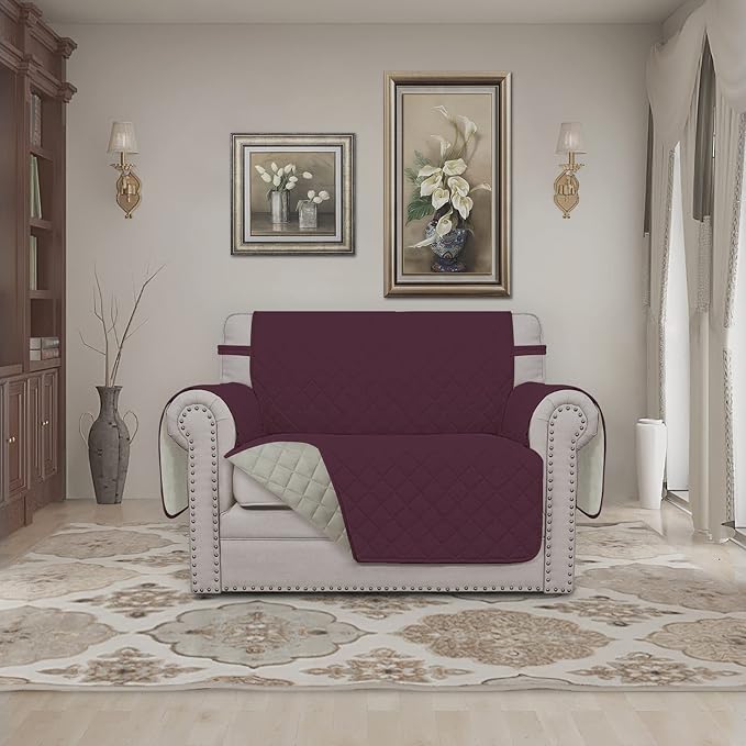 Easy-Going Reversible Couch Cover, Oversized Chair, Wine/Beige | Machine Washable Slipcover For Dogs, Water Resistant Furniture Mat For Living Room, Non-Slip Sofa Cover, Pet Friendly - Image 2